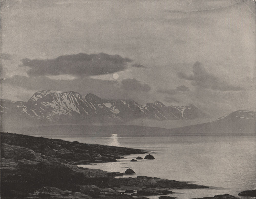 TROMSO. The midnight sun on the Arctic Ocean. Arctic 1895 old antique print